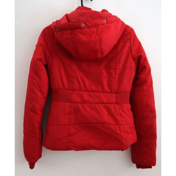 Aeropostale 8704AH11 Juniors Sz Small Red Hooded Winter Puffer Coat - Picture 2 of 8